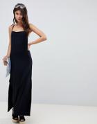 Asos Design Cowl Back Column Maxi Dress - Black