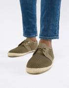 Brave Soul Wide Fit Lace Up Espadrilles In Khaki - Green