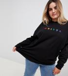 Asos X Glaad Curve Oversized Sweatshirt With Embroidery - Black