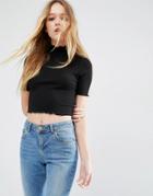 Asos Top With Frill Detail - Black