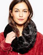 Pia Rossini Faux Fur Infinity Scarf In Dog Tooth Pattern - Black
