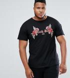 Sixth June T-shirt In Black With Floral Embroidery Exclusive To Asos - Black