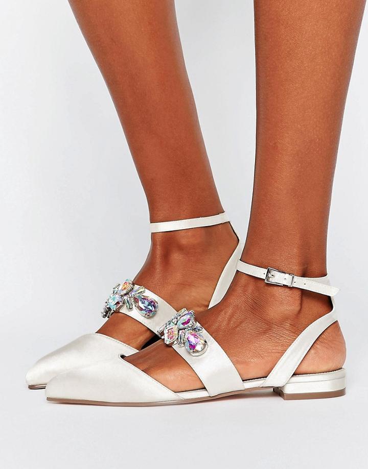 Asos Lovebug Bridal Embellished Ballet Flats - Cream