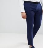 Asos Design Plus Wedding Skinny Suit Pants In French Navy Micro Texture - Navy