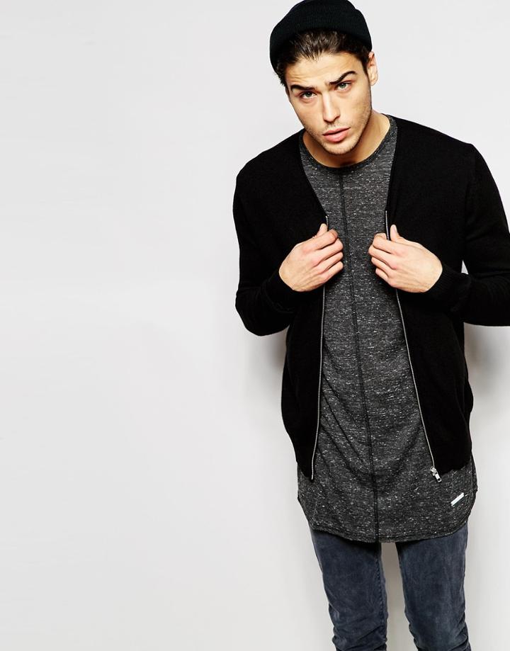 Minimum Cardigan With Zip Up Front - Jett Black