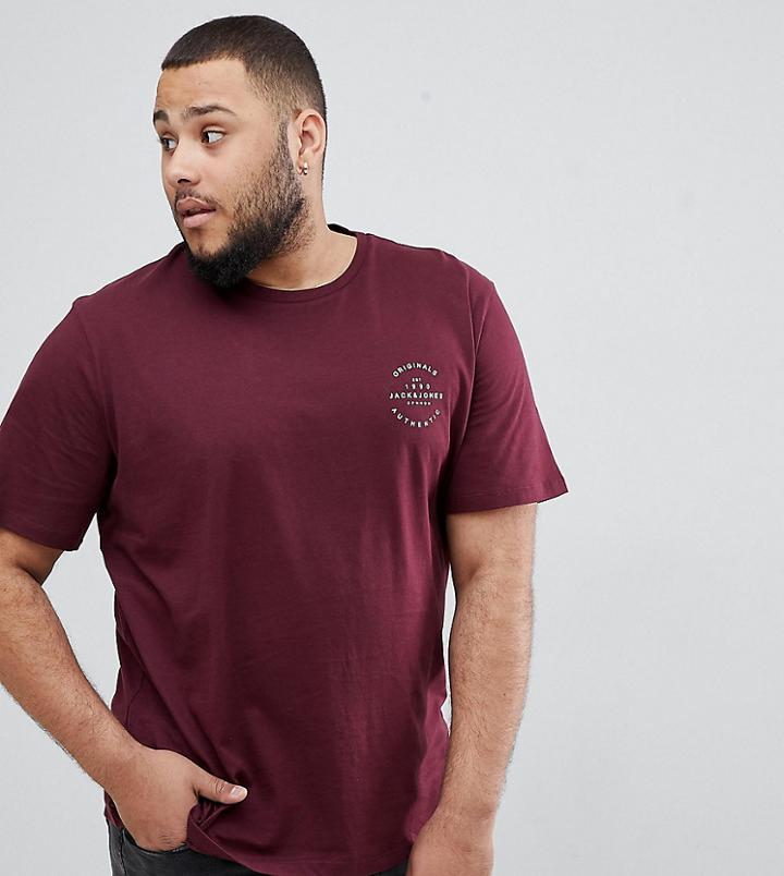 Jack & Jones Originals Plus Size T-shirt With Brand Logo - Red