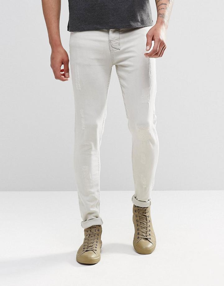 Other Uk Skinny Jeans With Distressing - Stone