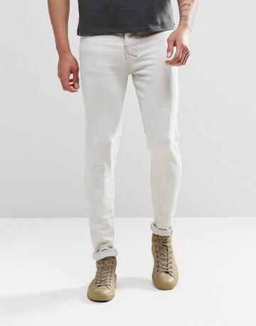 Other Uk Skinny Jeans With Distressing - Stone