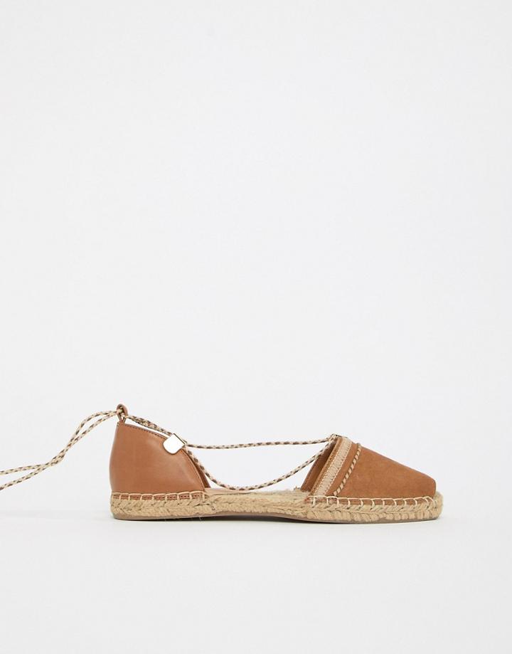 Aldo Leather Tie Leg Espadrilles - Tan