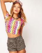 Martine Rose For Asos All Over Word Crop Tee - Multi