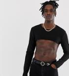 Reclaimed Vintage Extreme Cropped Top With Long Sleeves - Black