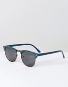 Asos Retro Sunglasses In Blue And Copper - Blue