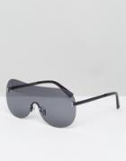 Asos Visor Sunglasses In Gray With Matte Black Arms - Black