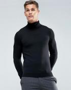 Celio Roll Neck Sweater In Black - Black