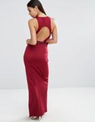 Asos Embellished Scuba Cutout Maxi Dress - Red