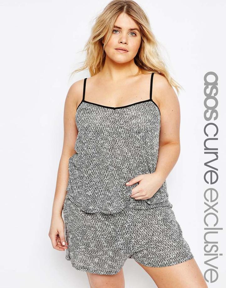Asos Curve Lounge Cami Top In Textured Fabric - Gray