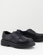Truffle Collection Chunky Lace-up Shoes In Black Faux Leather