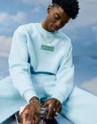 Crooked Tongues Quilted Sweatshirt In Light Blue - Part Of A Set-blues