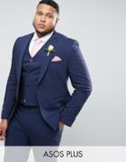 Asos Plus Wedding Skinny Suit Jacket With Square Hem In Navy - Navy