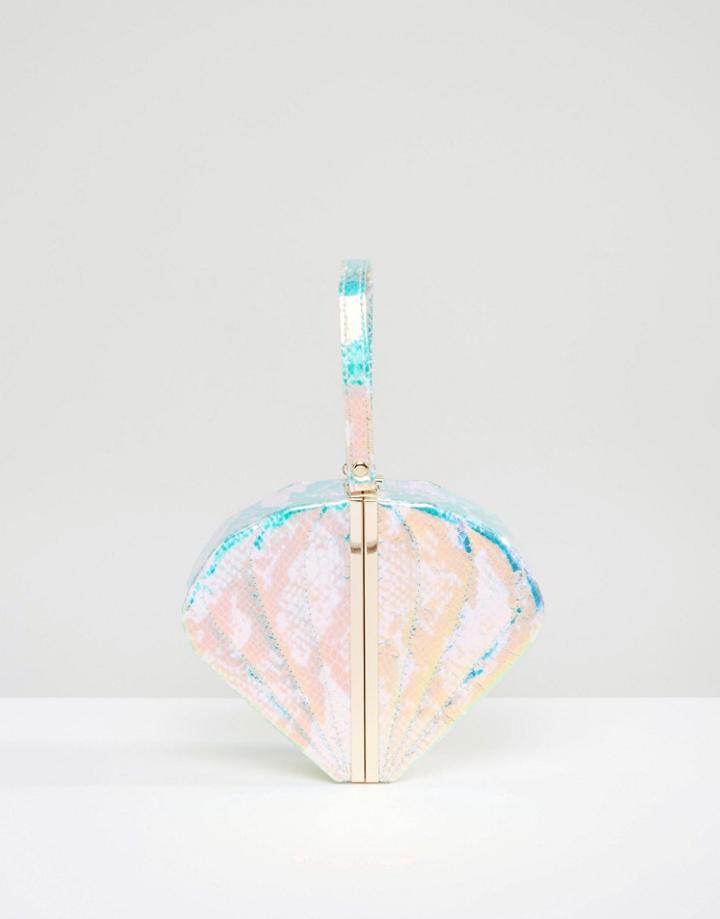 Asos Metallic Shell Clutch Bag - Silver