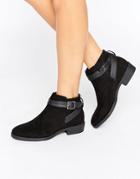 New Look Suedette Buckle Ankle Boot - Black
