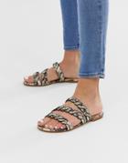 Miss Selfridge Plaited Sandals In Snake Print-multi