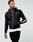 Fred Perry Sports Authentic Hooded Taped Track Jacket In Black - Black