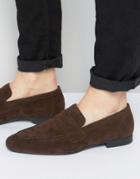 Asos Formal Loafers In Brown Faux Suede - Brown