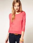A Wear 3/4 Sleeve Basic Sweater - Beige