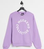 Asos Weekend Collective Set Oversized Sweatshirt With Logo In Lilac-purple