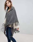 Qed London Fringe Cape - Gray