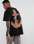 Hnr Ldn Oversized Anchor Back Print T-shirt - Black