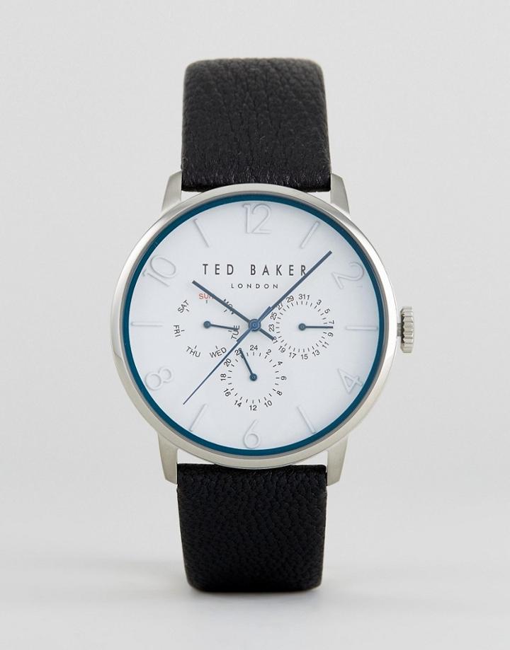 Ted Baker James Chronograph Leather Watch In Black - Black