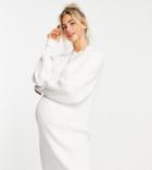 Asos Design Maternity Mini Rib Dress In Cream-white