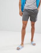 Asos Swim Shorts In Dark Gray With Neon Yellow Drawcord - Gray