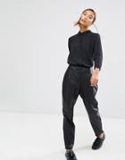 First And I Leather Look Trouser - Black