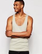 Asos Rib Muscle Tank With Extreme Racer Back In Gray - Gray