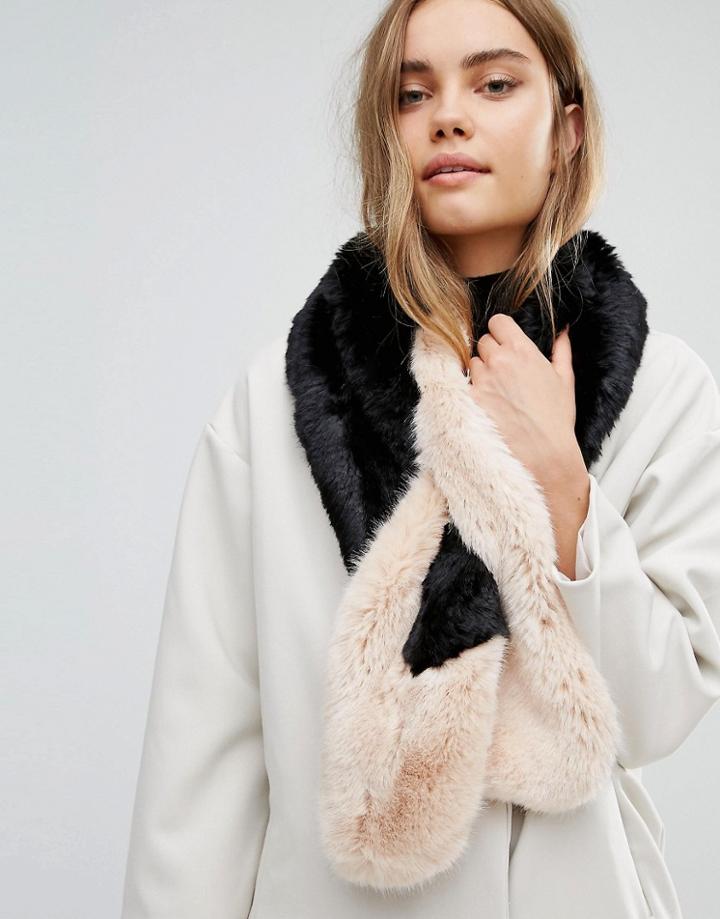 Ted Baker Faux Fur Contrast Scarf - Black