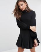 Miss Selfridge Balloon Sleeve Roll Neck Sweater - Black