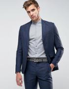 Jack & Jones Premium Slim Suit Jacket In Linen - Navy