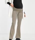 Asos Design Maternity Under The Bump Jacquard Flare Pant With Bump Band In Wavy Stripe-multi