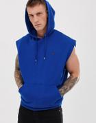 Asos Design Sleeveless Oversized Hoodie In Bright Blue With Triangle - Blue