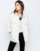 Asos Denim Girlfriend Jacket In Off White - Off White