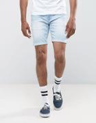 Asos Denim Shorts With Abrasions In Skinny Ice Wash Blue - Blue