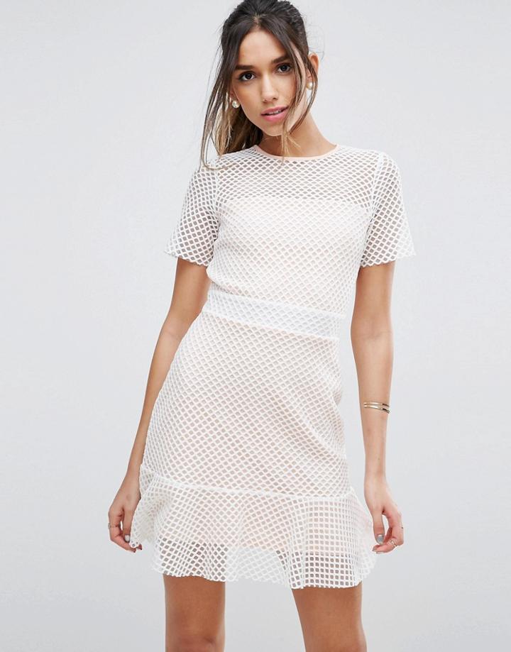 Asos Mesh & Lace T-shirt Mini Dress - Multi
