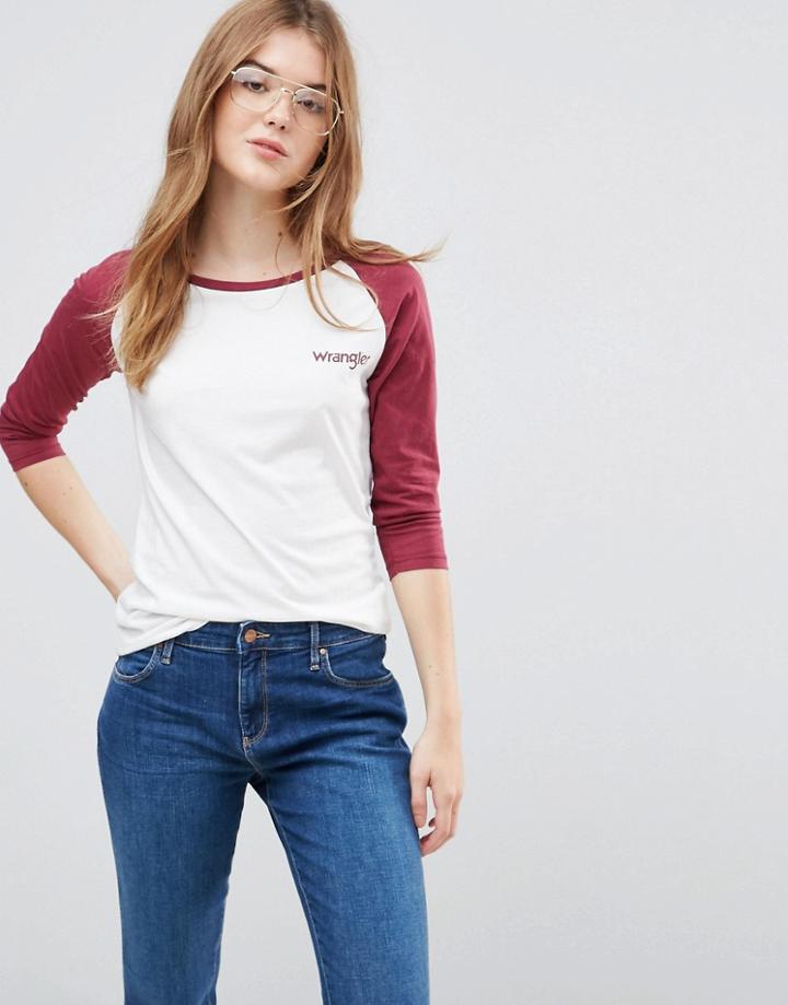 Wrangler Classic Baseball 3/4 Sleeved T-shirt - White