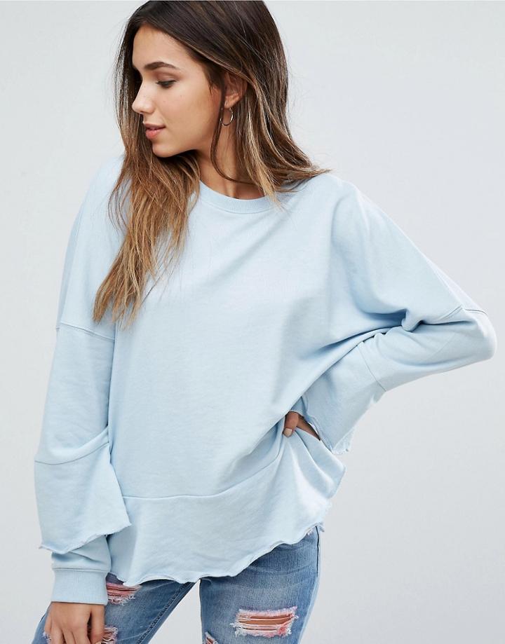 Missguided Ruffle Trim Sweatshirt - Blue