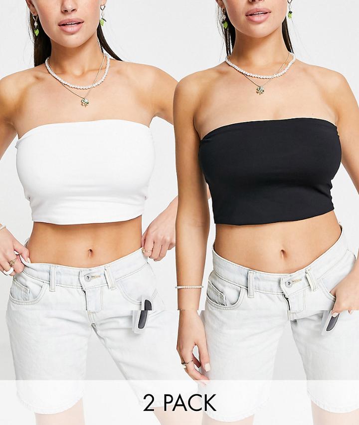 Stradivarius Bandeau Multipack In Black And White-purple