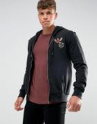 Juice Washed Out Zip Thru Hoodie - Black