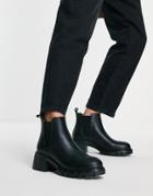 Steve Madden Howler Chunky Heeled Boots In Black Leather